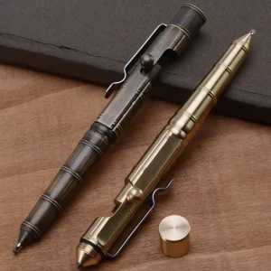 Brass Slub Pen Retro Bolt Gel Tactical Pen Self Defense Supplies Personal Emergency Defense Tool Security Protection EDC Tool