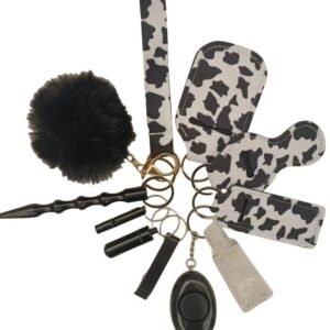 Self Defense Keychain 11-Piece Aluminum Anti-Wolf Alarm Black+White