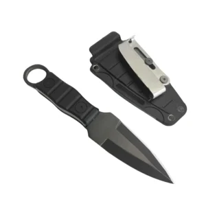 Outdoor straight knife with high hardness and sharpness Tactical small straight knife with K sheath A-1 black/black handle