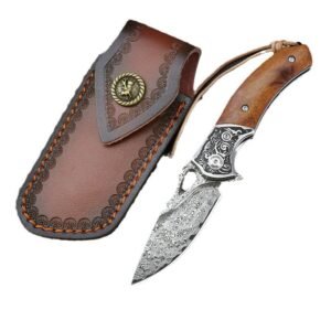 Outdoor knife VG-10 Damascus steel folding knife collection camping field sand iron wood color shell folding knife outdoor knife product image