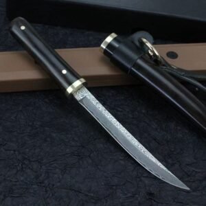 Longlin Damascus steel knife, hardness and sharpness, outdoor straight knife outdoor knife product image