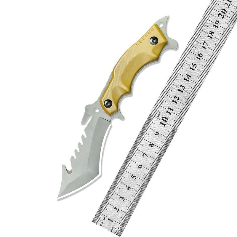 manual-clean-800-100.jpg Gold Handle Outdoor Fixed Blade Knife outdoor knife product image