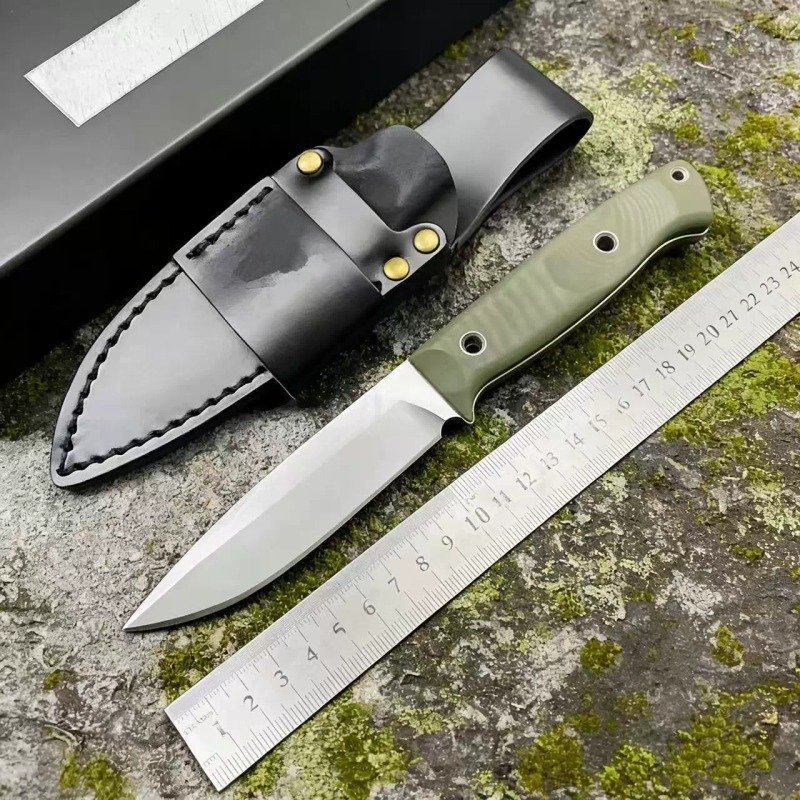 manual-clean-800-102.jpg Green Handle Outdoor Fixed Blade Knife outdoor knife product image