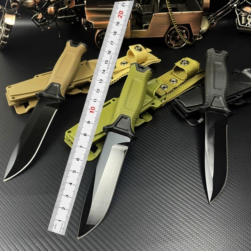 manual-clean-800-134.jpg Green Handle Outdoor Fixed Blade Knife Set outdoor knife product image