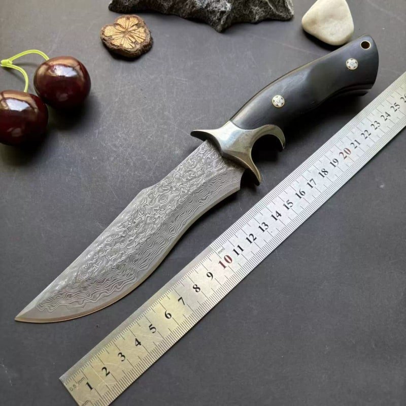 manual-clean-800-138.jpg Damascus Style Outdoor Fixed Blade Knife outdoor knife product image