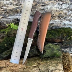 Slim Wood Handle Outdoor Fixed Blade Knife with Sheath outdoor knife product image