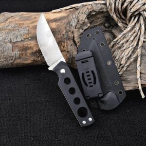 Compact Black Outdoor Fixed Blade Knife with Sheath outdoor knife product image