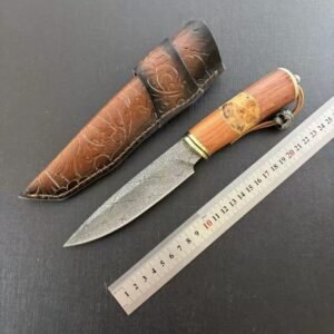 Wood Handle Outdoor Camping Fixed Blade Knife with Sheath outdoor knife product image