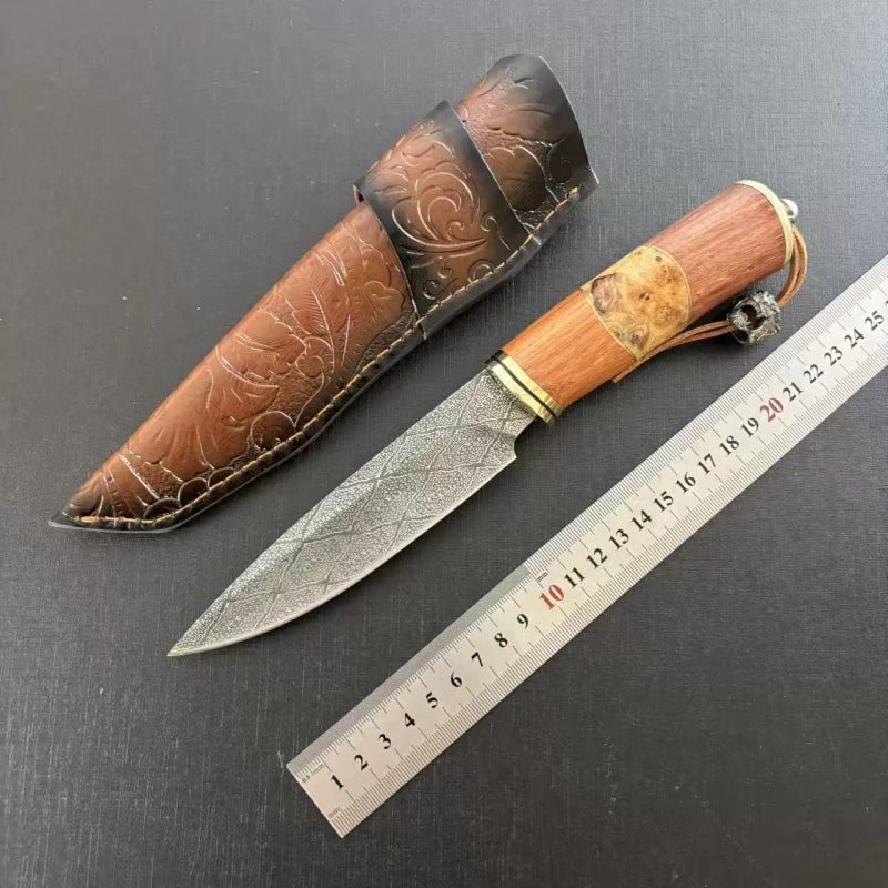 Wood Handle Outdoor Camping Fixed Blade Knife with Sheath outdoor knife product image