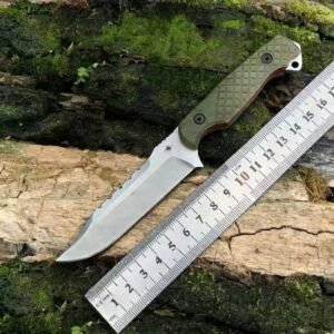 Green Handle Outdoor Fixed Blade Knife with Sheath outdoor knife product image