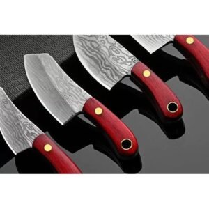 Compact Outdoor Fixed Blade Knife Set with Red Handles outdoor knife product image