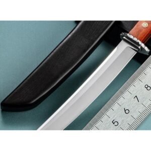 Wood Handle Outdoor Fixed Blade Knife with Black Sheath outdoor knife product image