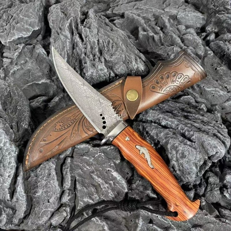 manual-clean-800-317.jpg Wood Handle Outdoor Fixed Blade Knife with Sheath outdoor knife product image