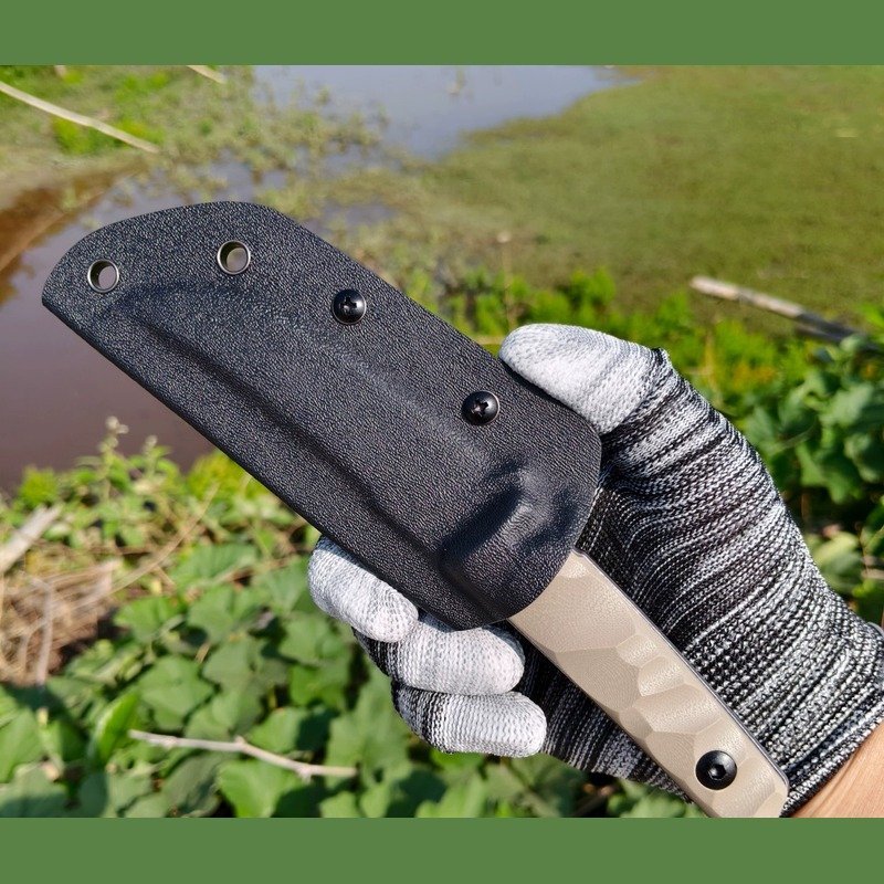 manual-clean-800-345.jpg Tan Handle Outdoor Fixed Knife With Sheath outdoor knife product image
