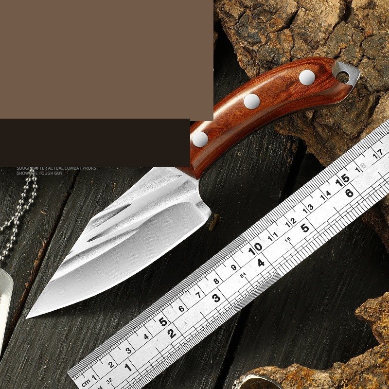 manual-clean-800-355.jpg Wood Handle Outdoor Fixed Knife With Sheath outdoor knife product image