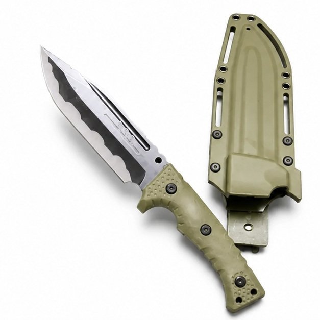 19447-main-white-clean.jpg Camping outdoor survival knife portable knife high hardness straight knife sharp survival knife integrated keel high hardness tactical knife--Green-2