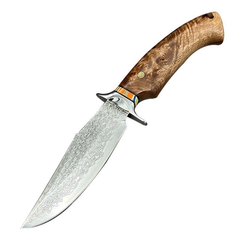 19998-main-white-clean.jpg Maple Leaf Outdoor Damascus Steel Straight Knife Handmade Camping Equipment