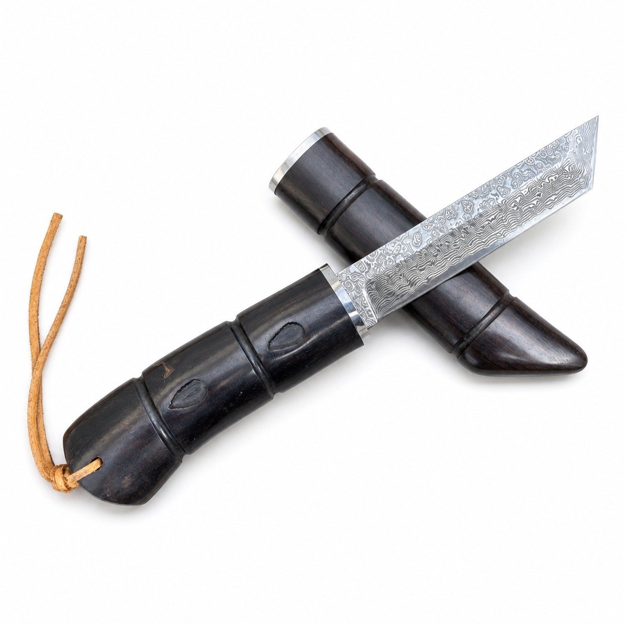 19999-main-white-clean.jpg Damascus knife with wooden case, wilderness hand-held meat, portable survival knife