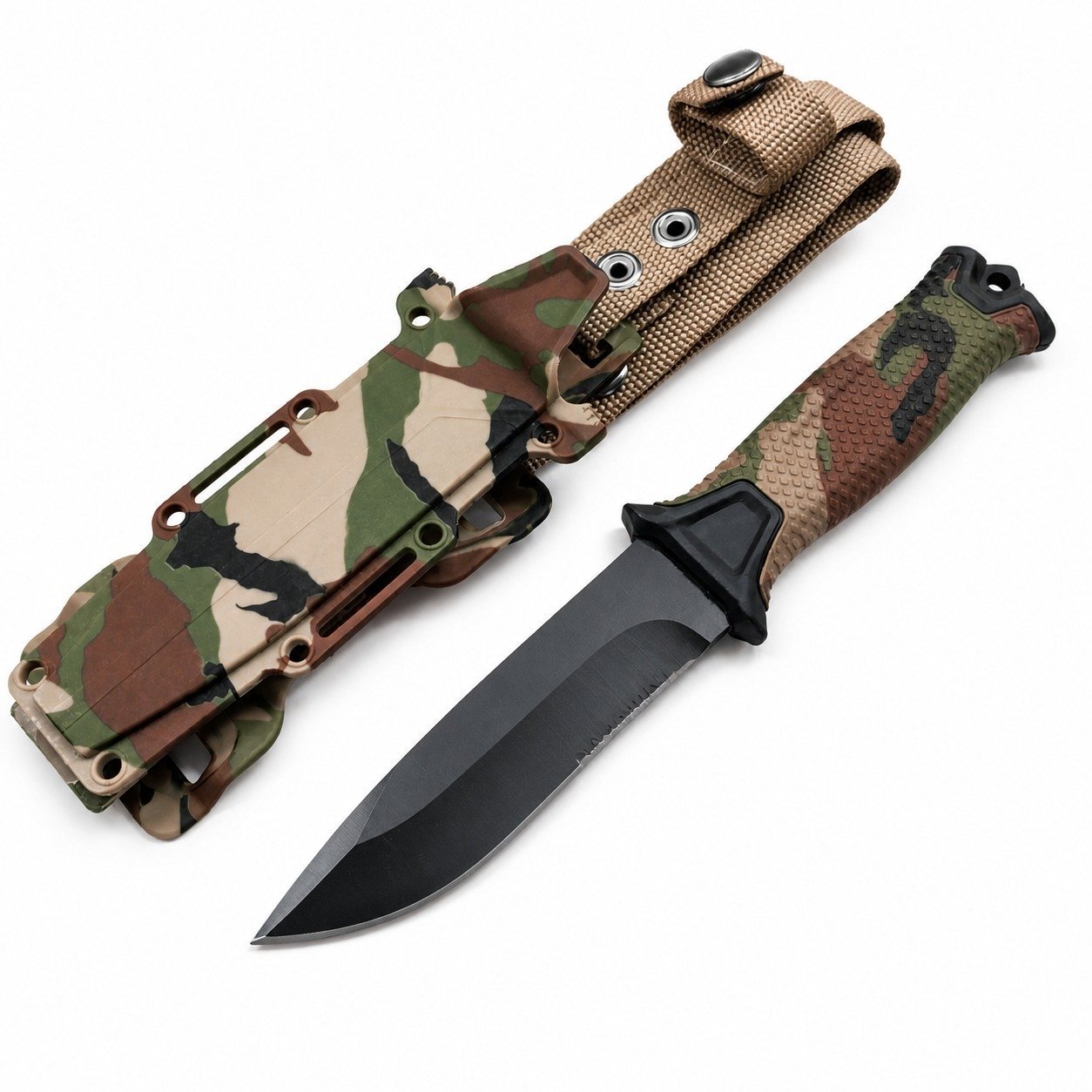22398-main-white-clean.jpg Camouflage Fixed Blade Outdoor Knife with Sheath