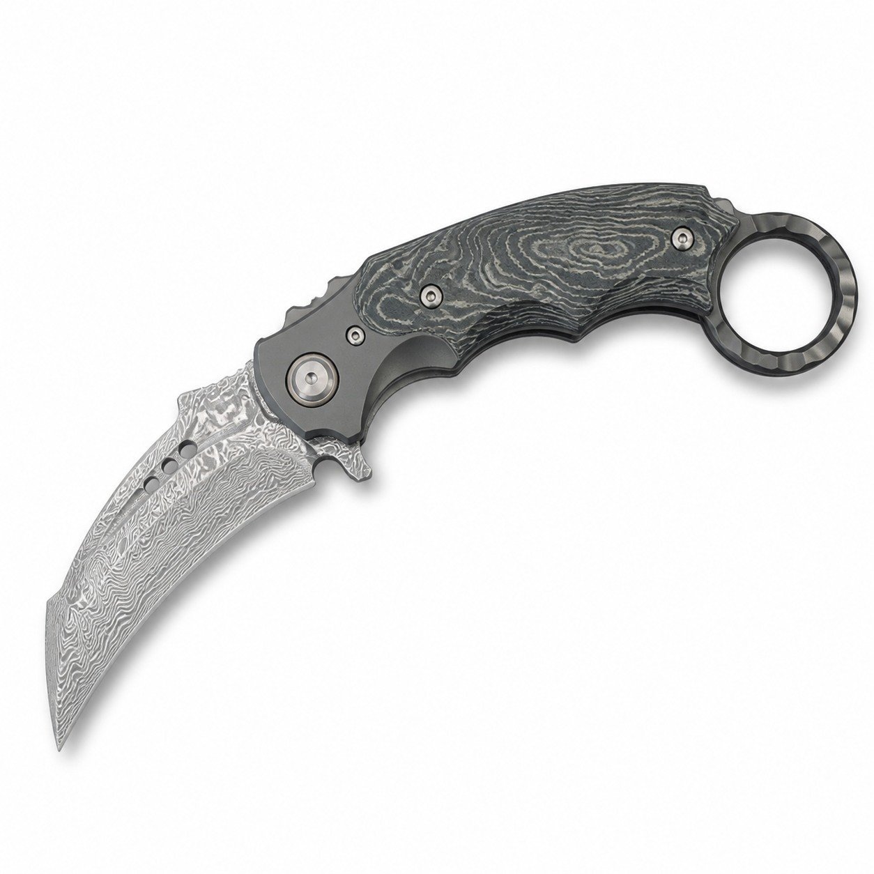 49419-main-white-clean.jpg Violent Forest Folding Claws Damascus Karambit Knife
